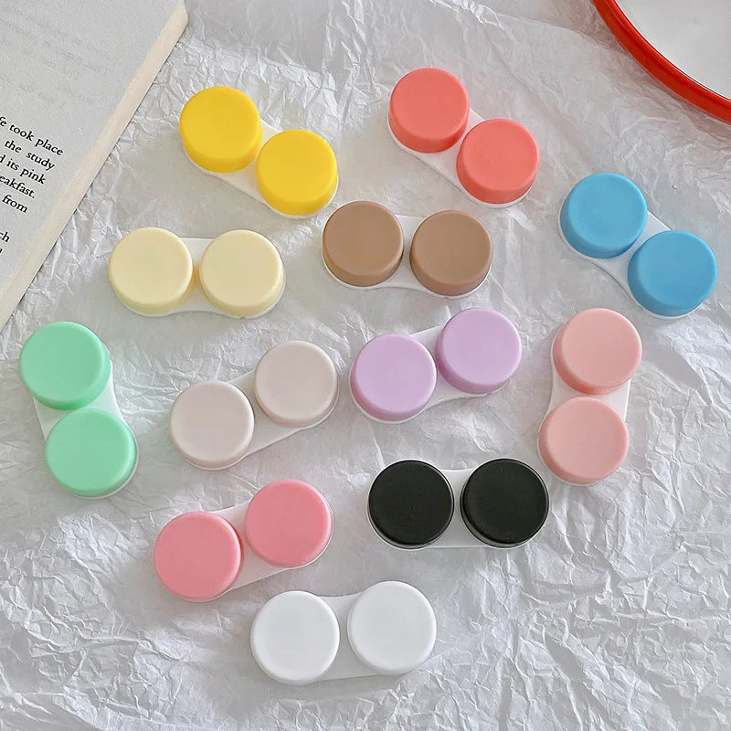 Contact Lens Cases Tiny Solid Color Plastic Box Lightweight Protective Case Outdoor Contact Lenses Storage Case
