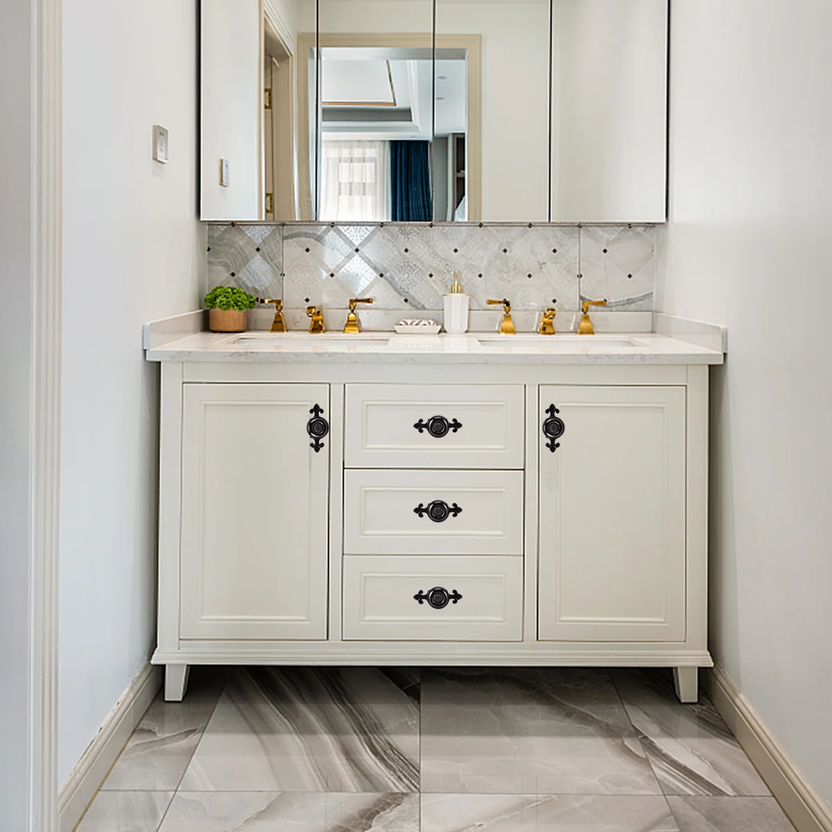 

2Pcs Elegant Zinc Alloy Cabinet Pull Bar Ceramic Hand Grip for Drawer Wardrobe Furniture Hardware Black Cabinet Pull Bar