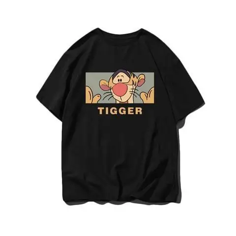 Disneyland Cartoon Tigger Cute Sports Summer Men's and Women's Cotton T-Shirts Large Size Short Sleeve  Donald Duck T-Shirts