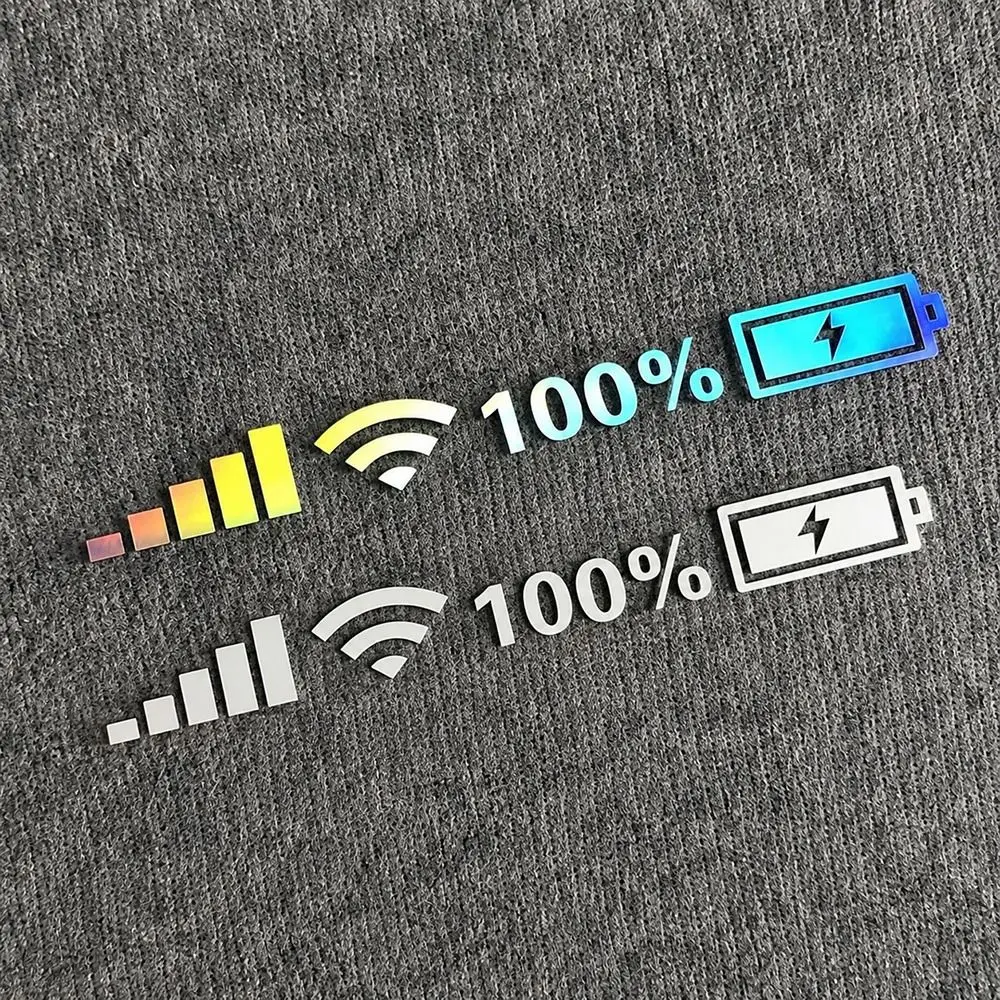 5Pcs PVC Car Reflective Sticker Reflective Finish Wi-Fi Signal Pattern Windshield Decal Waterproof