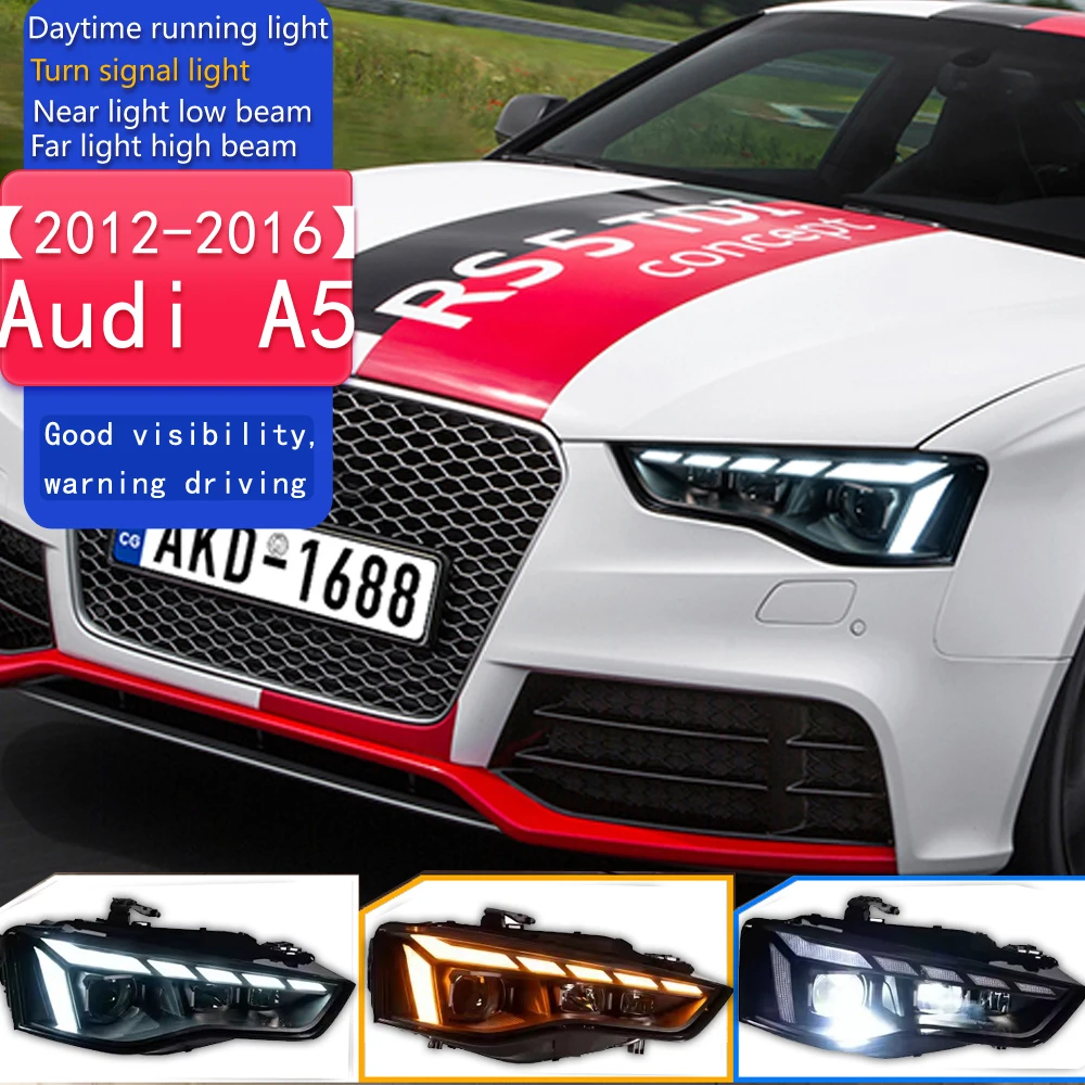 Car Lights for Audi A5 LED Headlight Projector Lens 2012-2016 Animation S5 DRL Dynamic Signal Reverese Automotive Accessory