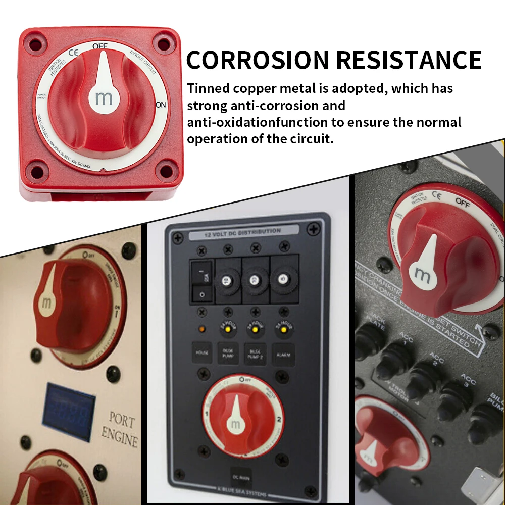 STTL 12-48V Waterproof 1-2-Both-OFF 3Pin Boat Yacht Marine Car Battery Power Cut Master Switch Disconnect Isolator