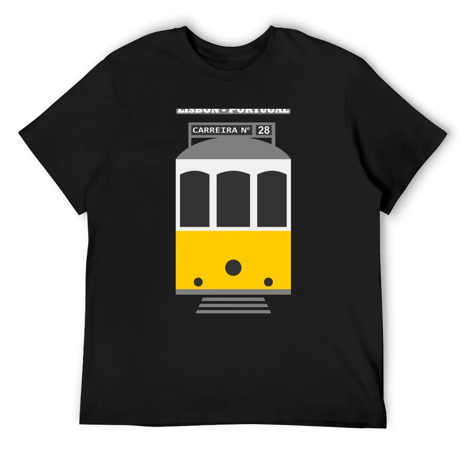 Lisbon tram - Elétrico de Lisboa - Carreira 28 (with city name, on black) T-Shirt oversized graphic tee vintage t shirt men