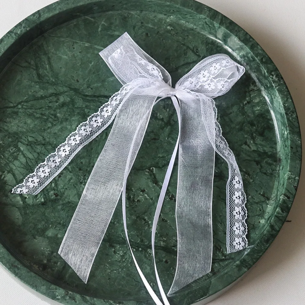 

10 шт. новый полиэстеровый кружевной бант, белый двухслойный свадебный букет, цветочная лента ручной работы, банты, аксессуары «сделай сам»