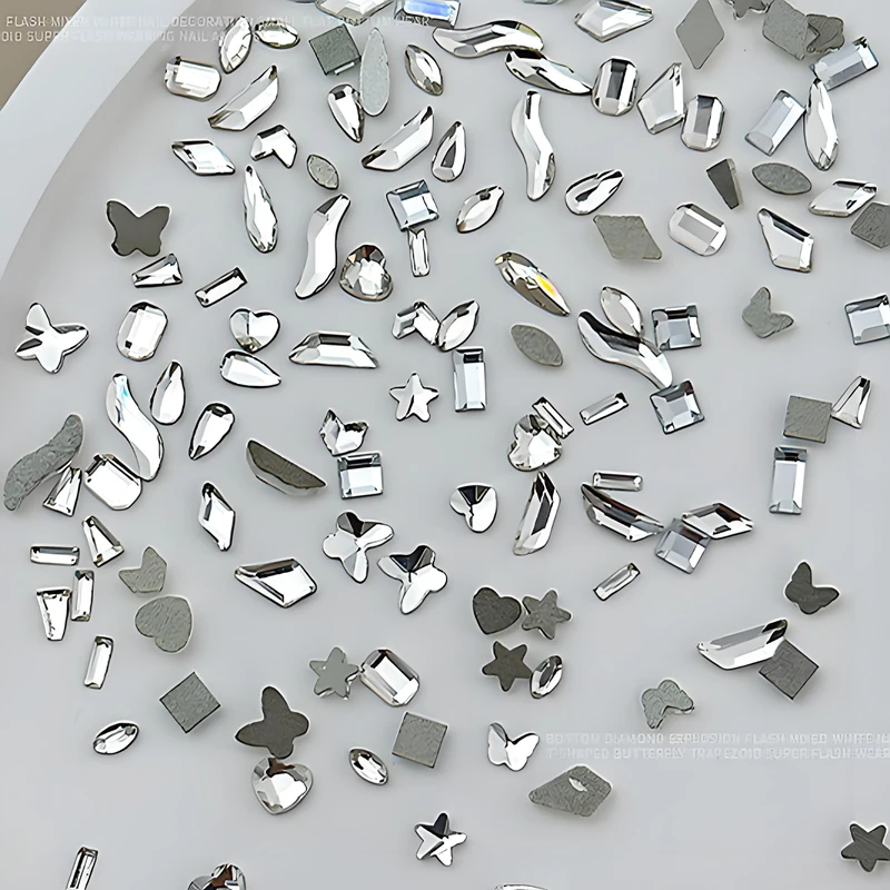 100 Uds. Accesorios de diamantes de imitación para decoración de uñas 3D con parte posterior plana transparente, piezas de joyería artesanal, suministros de decoración de uñas, Material de manicura S