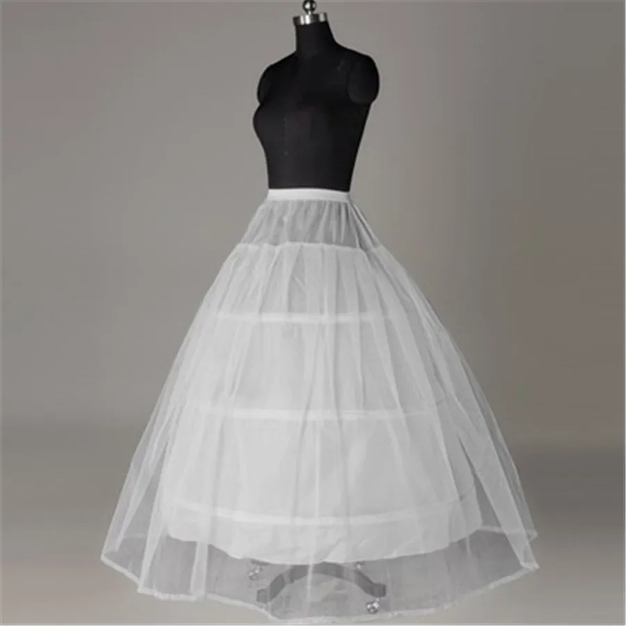 High Quality White 3 Hoops A- Line Petticoat Crinoline Slip Underskirt For Ball Gown Wedding Dress