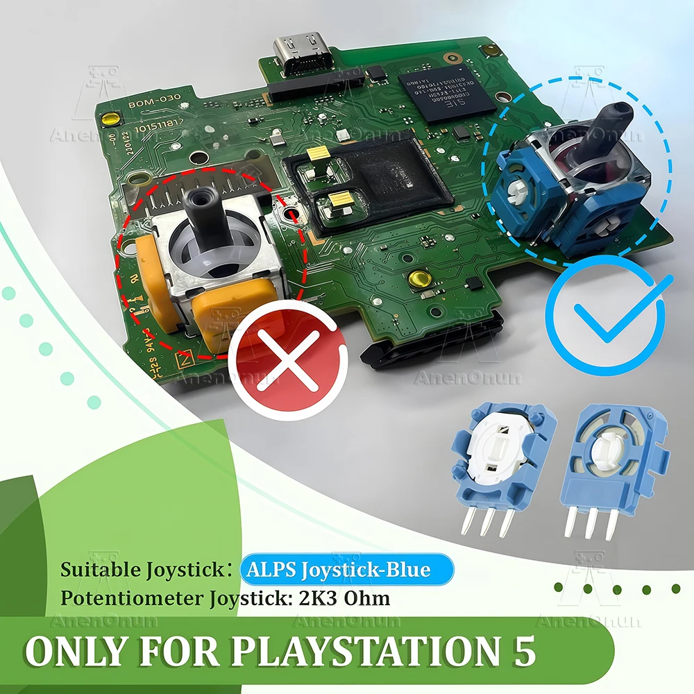 عصا التحكم ALPS الأصلية 2K3 أوم الجهد لوحدة تحكم PS5 استبدال إصلاح أجزاء ثلاثية الأبعاد عصا تناظرية الانجراف فيكس عدة-أزرق