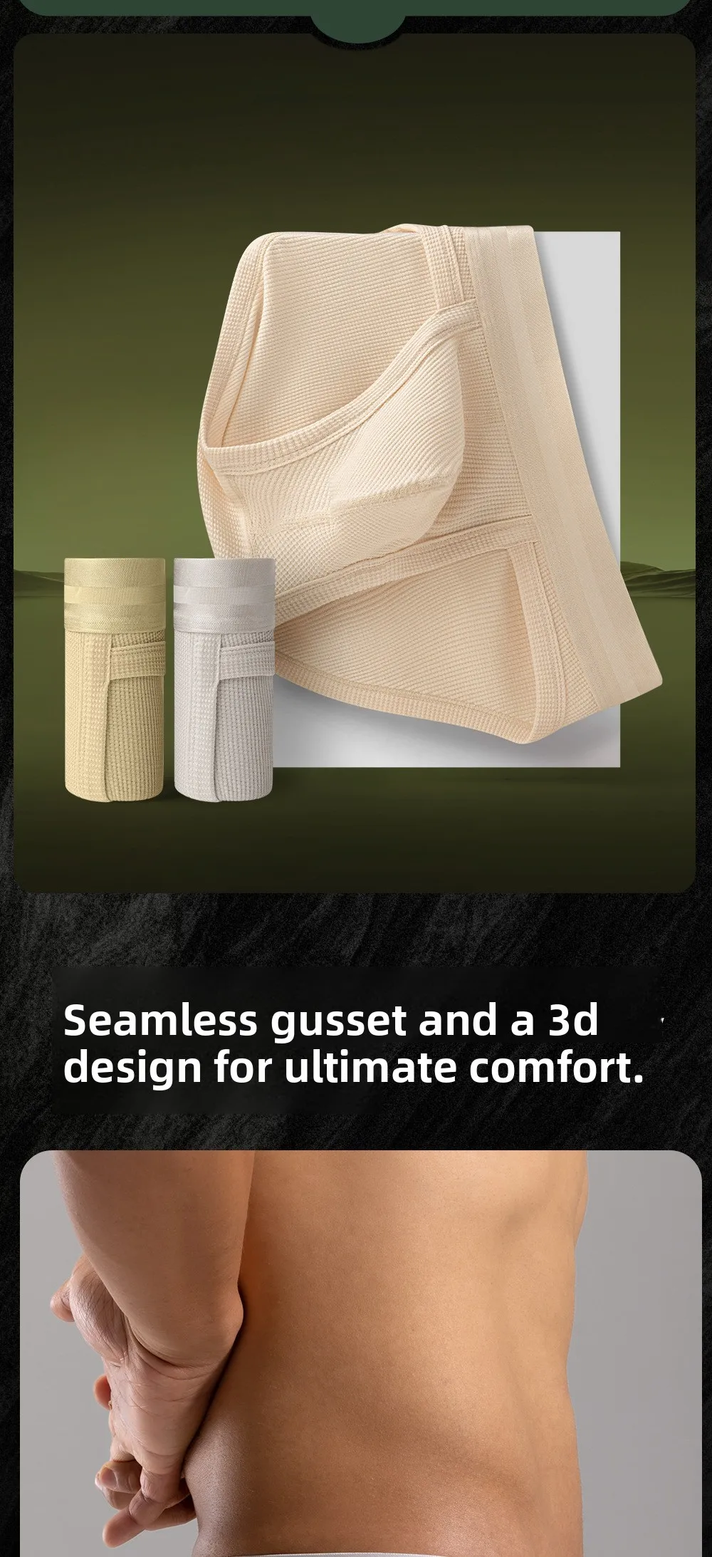 3pcs Sexy Men Waffle Cotton Briefs with Raised Bag Support Pouch With Hole U Spacious Separate Crotch Breathable Anti-sweat