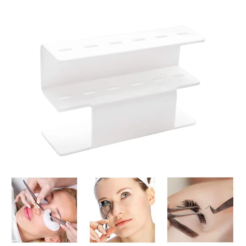 Acrylic Storage Rack, 6-hole Durable Tweezers Display Stand, Eyelash Extension Tweezers Makeup Tool