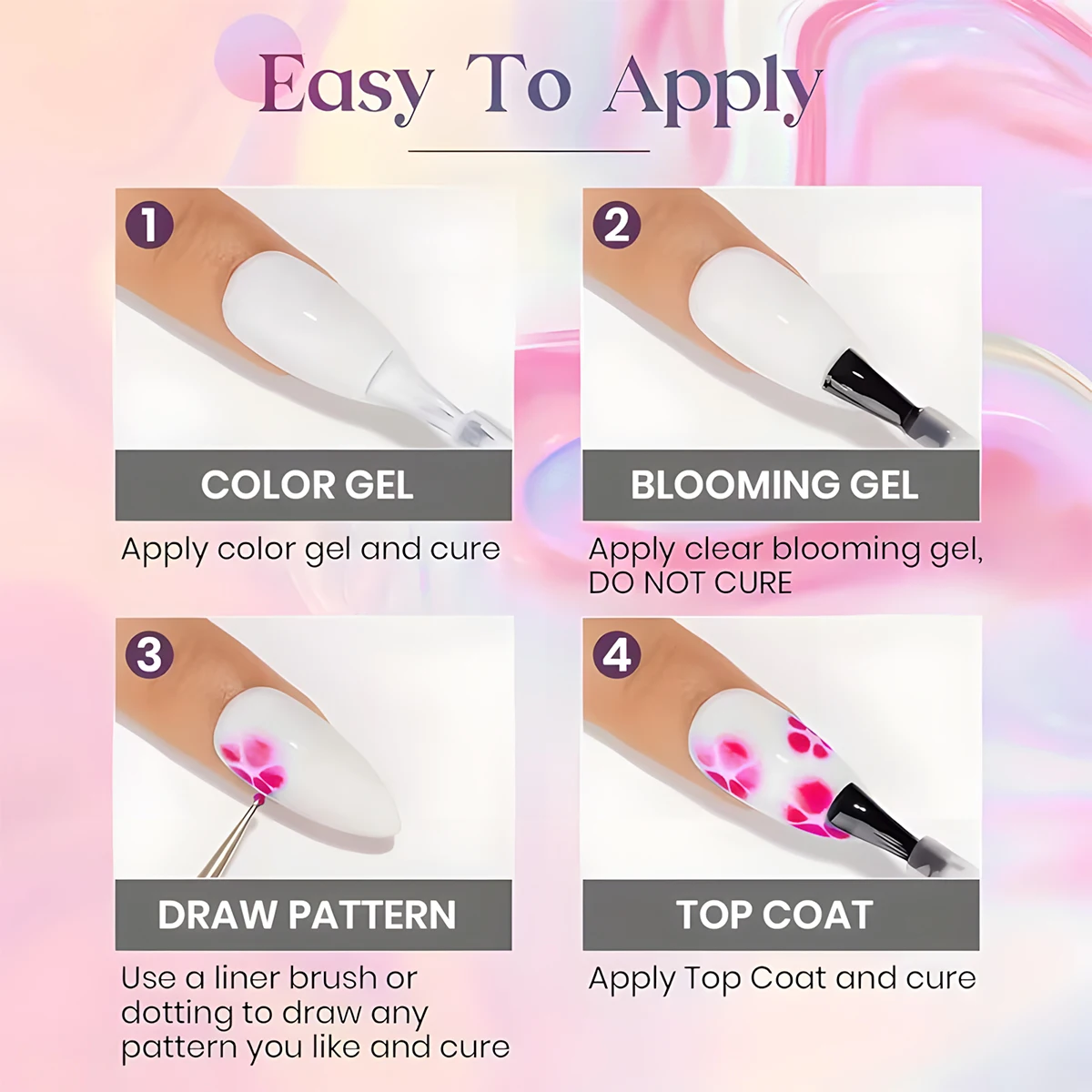 Hassleless 15ml clear gradient flower effect nail polish, soaked and blended with UV gel polish, can create an ink painting styl image 6