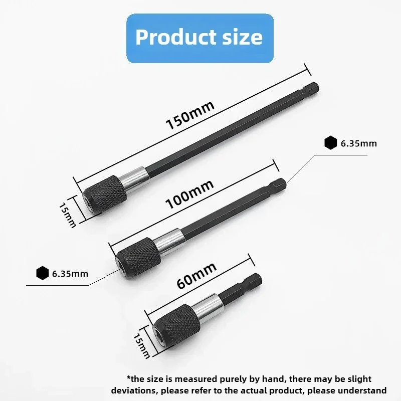 Quick Release Hex Extension Rod Set for Electric Drill & Screwdriver 60-150mm Adjustable Length Handyman Tool Kit Accessory
