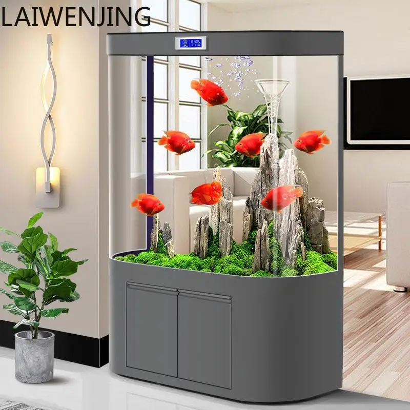 

HLZ curved large curved fish tank living room household medium and large integrated aquarium glass tank Simple