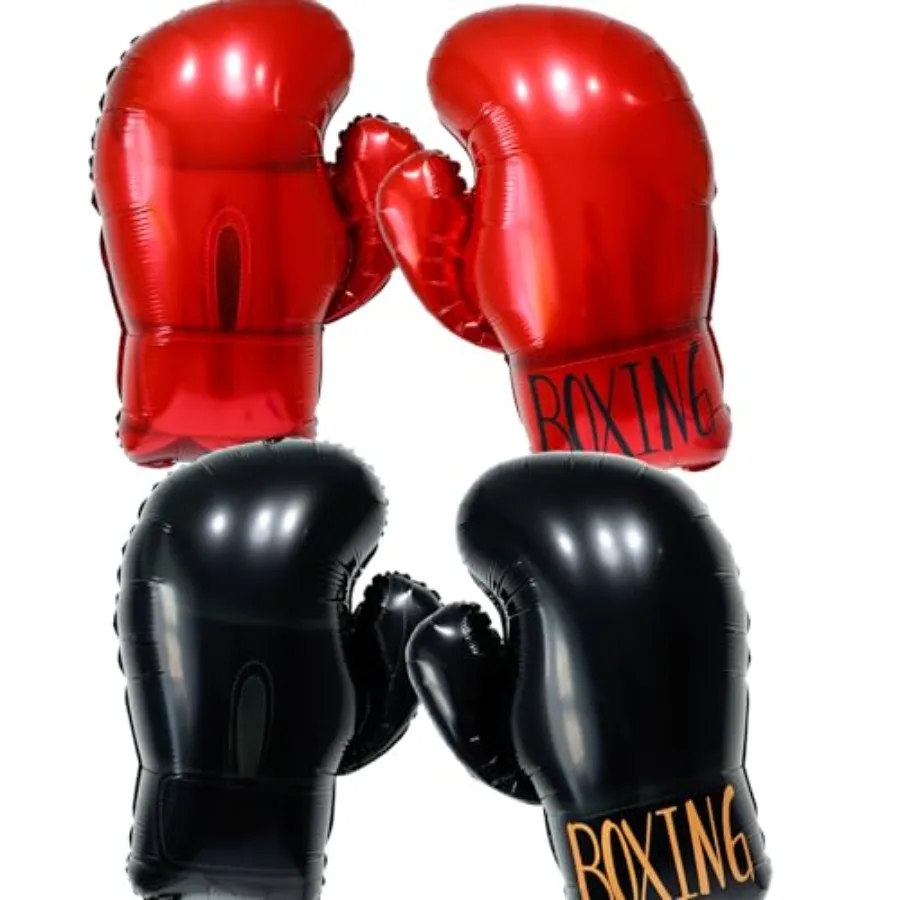 Décorations de fête d'anniversaire de boxe, gants de boxe rouges et noirs, ballons en aluminium, fournitures de fête, ballons boxer pour garçons et hommes, naissance