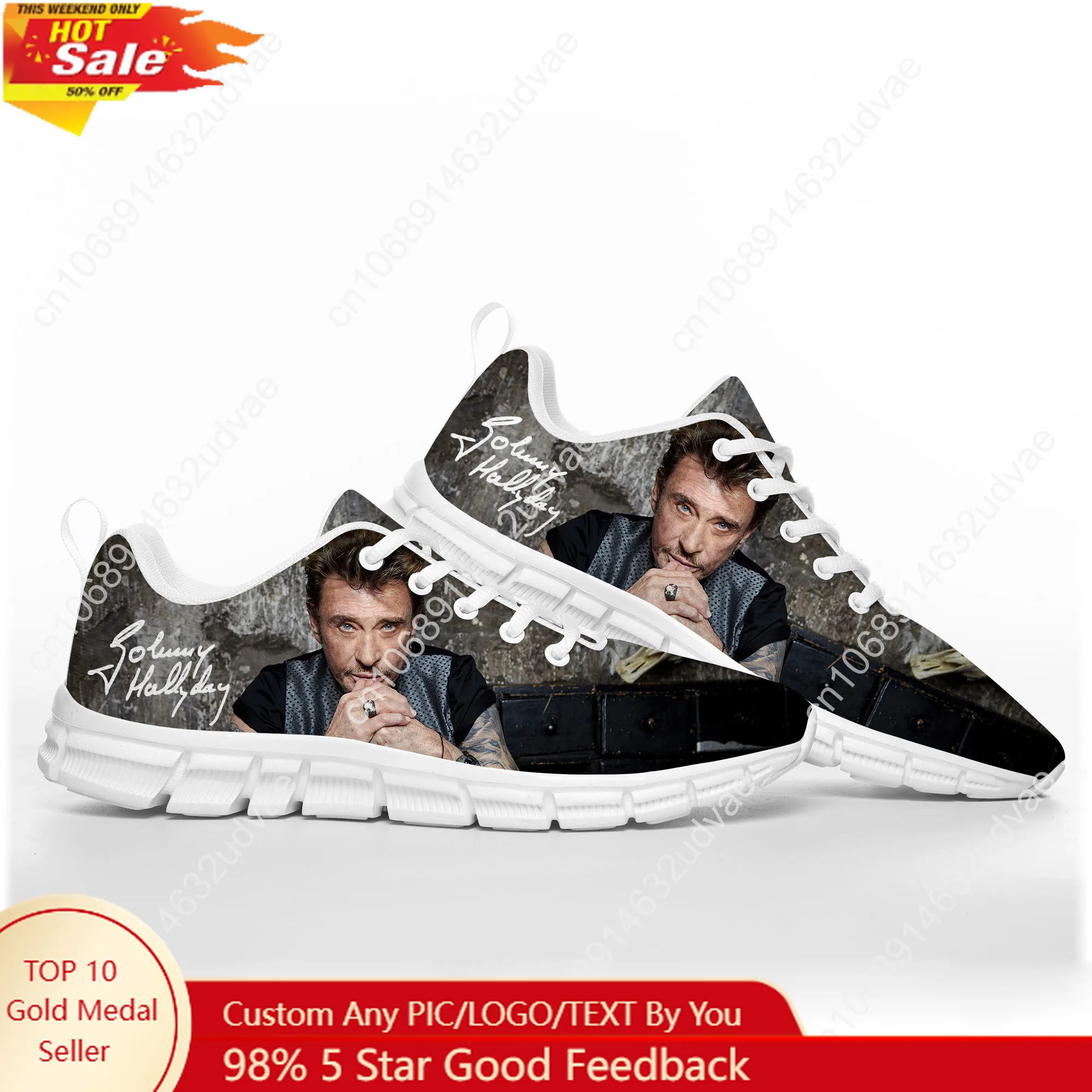 

Johnny Hallyday Sports Shoes Mens Womens Teenager Kids Children Sneakers Footwear Casual Custom Made Couple Shoes White