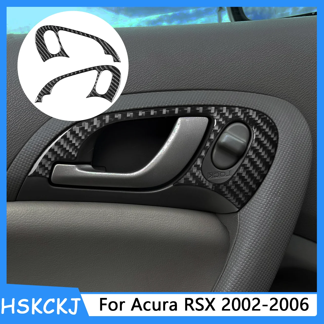 

Carbon Fiber Car Interior Seat Adjusting Control Switch Panel Pull Handle Cover Decoration Sticker for Acura RSX 2002-2006
