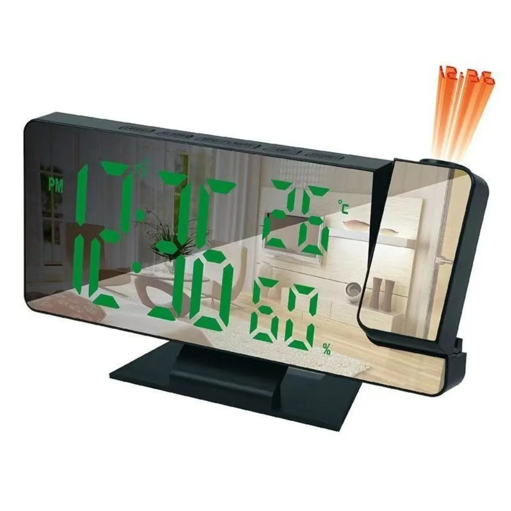 Rotatable Mirror Projection Clock Temperature Humidity Display Mirror Display Alarm Clock Smart Multi-functional