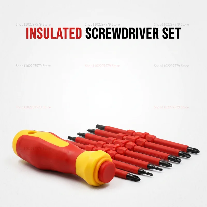 High Hardness Insulated Electrician Screwdriver Set Household Magnetic Cross Word Shaped Plum Blossom Hexagonal Screwdriver