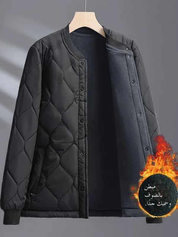 

Men's Winter Thiened down Cotton Jaet Warm Inner Fathers andfathers Cozy Polyester Fiber Busin Gentleman Sle