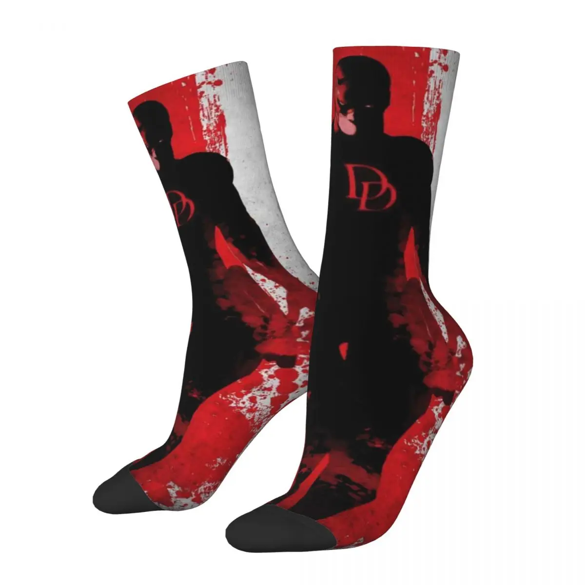 Funny Crazy Sock for Men Blood Behind Hip Hop Vintage Marvel Daredevil Happy Quality Pattern Printed Boys Crew compression Sock