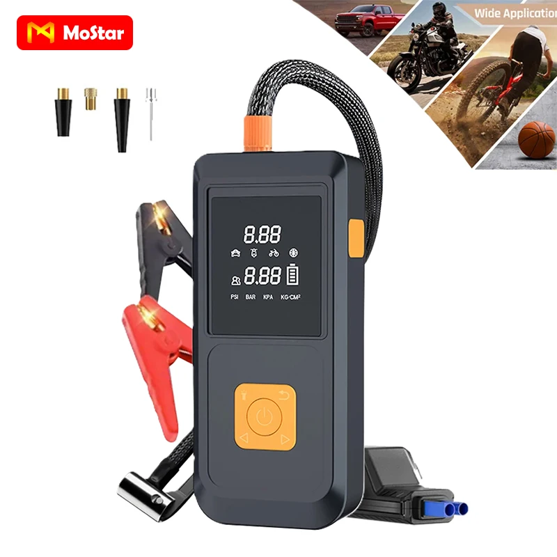 

Portable Jump Starter with Air Pump Automobile Battery Booster Power Pack with LED Light Power Bank Multi-function Tire Inflator