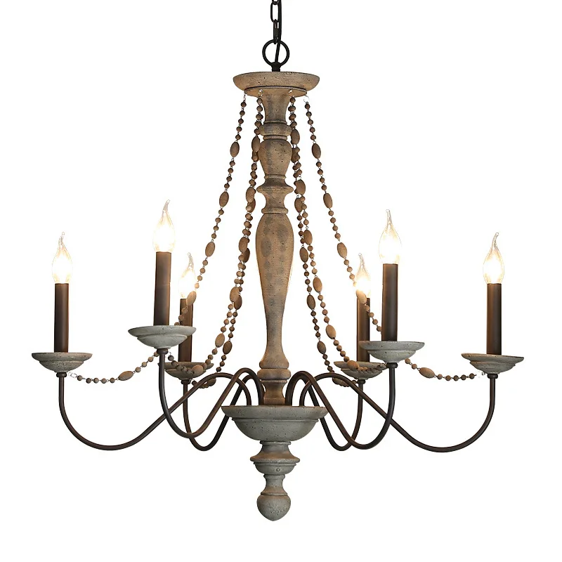 

Creative American, rural French pastoral, simple wood chandelier