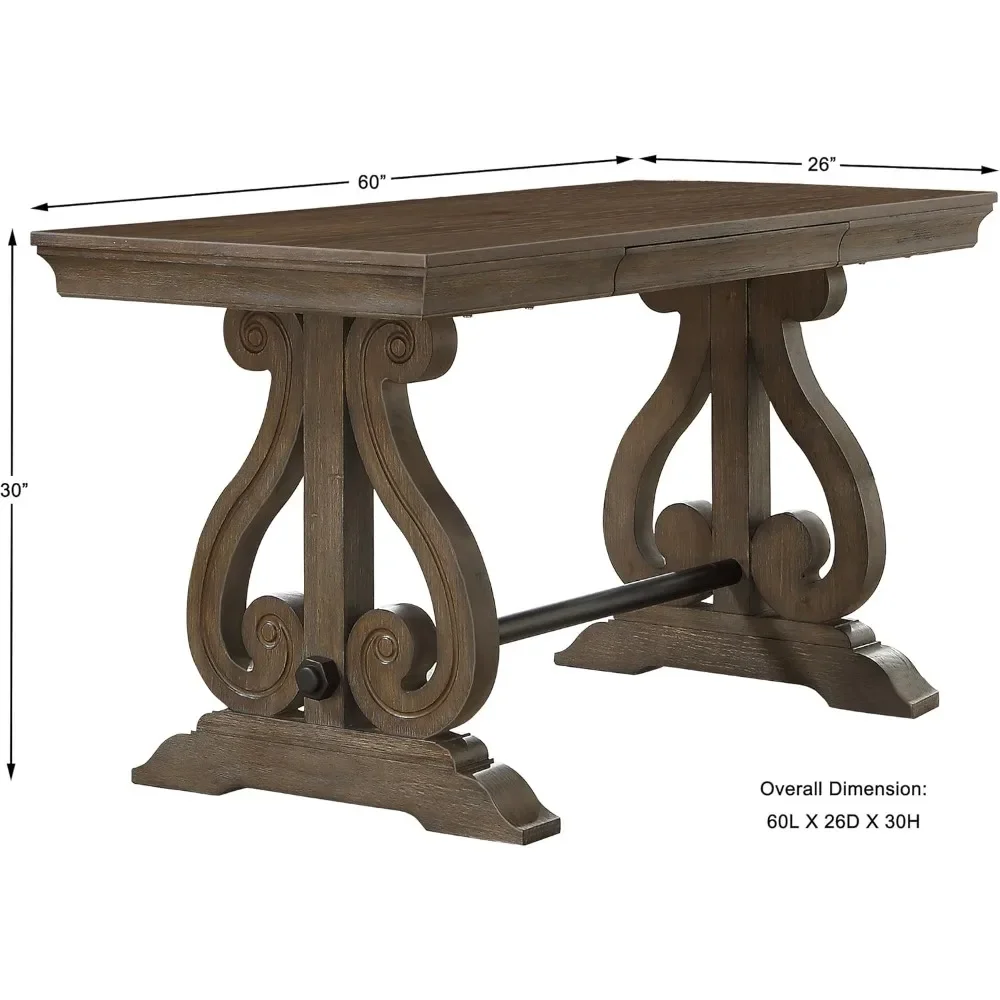 60" W Computer Desk with 1 Hidden Drawer for Home Office, Rustic Style Writing