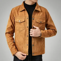 Chaqueta informal de ante para hombre, ropa de trabajo con solapa de estilo coreano, nueva moda de primavera y otoño