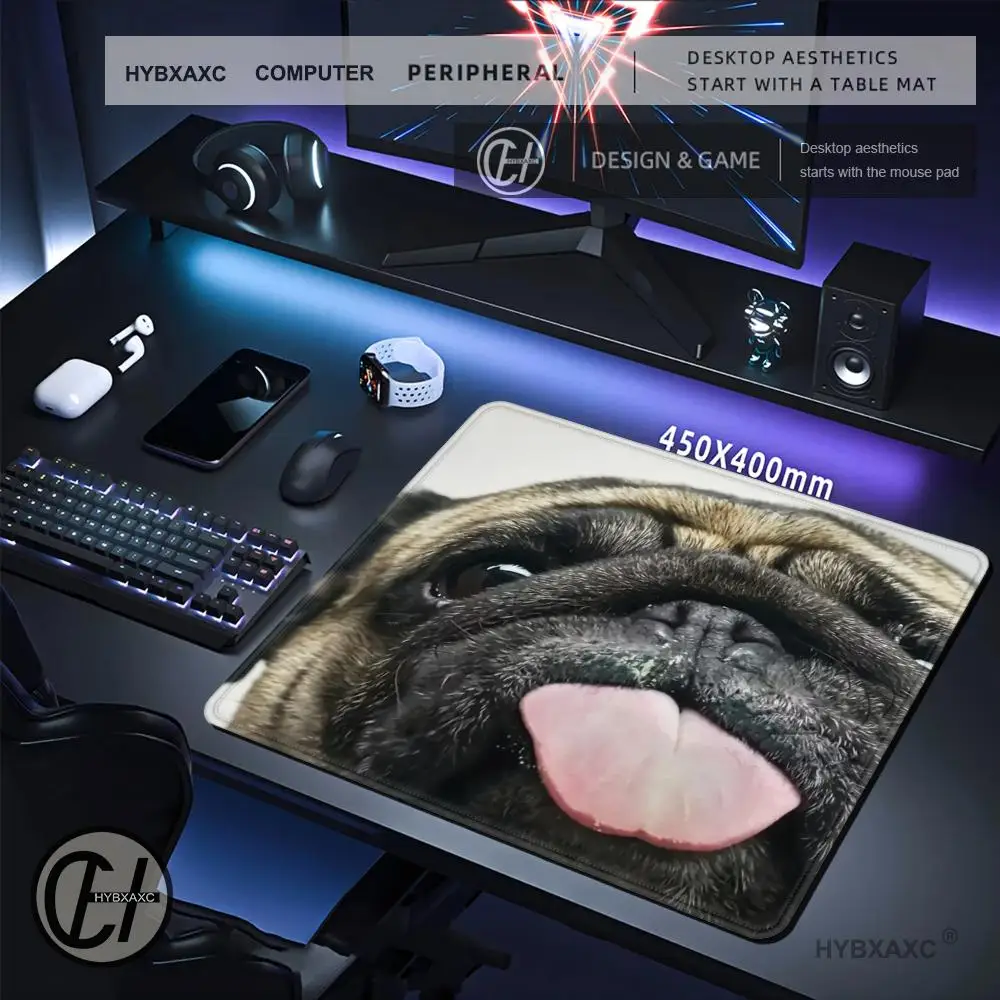 HYBXAXC Cute Pug Dog Close Up Small Mouse Pad, Funny Pet Desk Mat, Large Non-Slip Gaming Mousepad for Dog Lovers