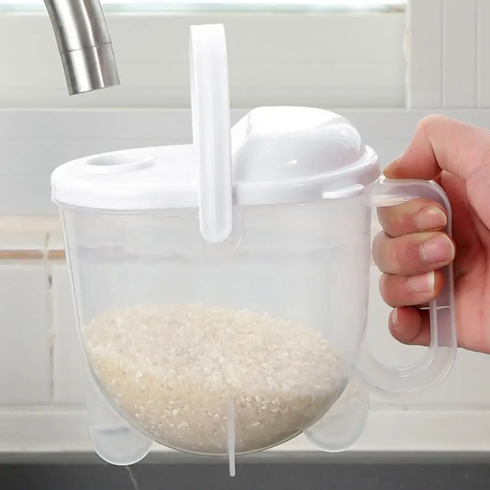 Practical Kitchen Accessory Capacity Rice Basket Rinser Drainer with Fine Mesh Filter Ergonomic Handle Hand Washing for Quick