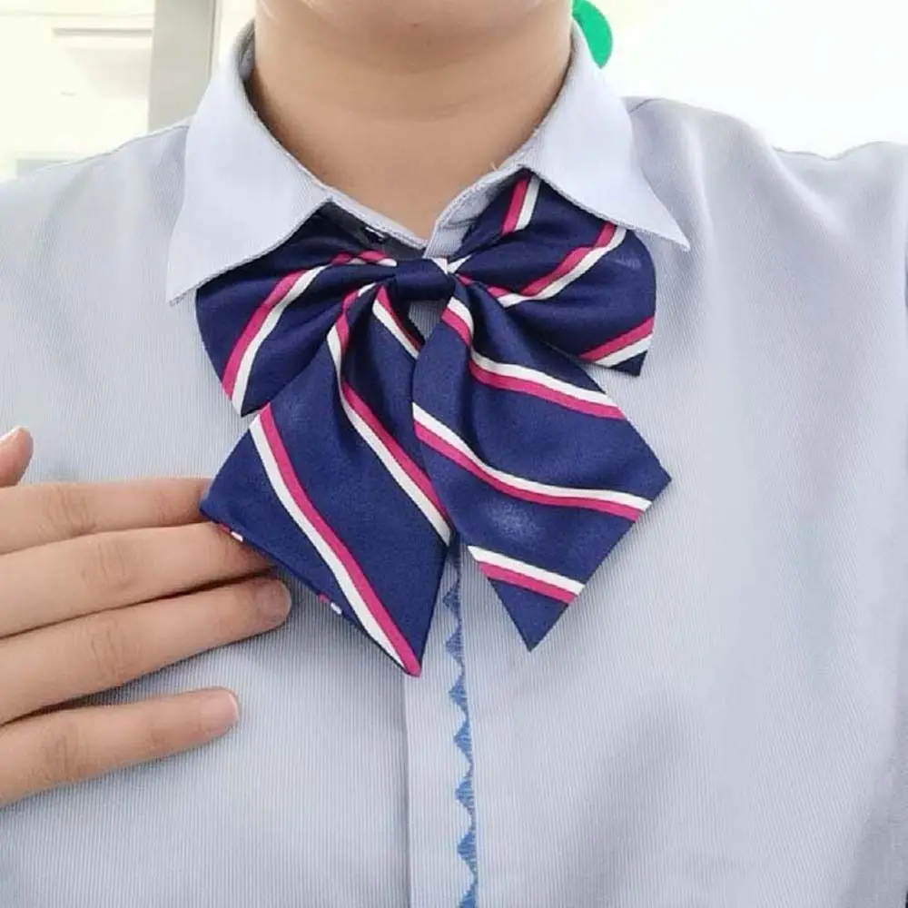 JK Stripe Bowknot For Women Girl Neck Ties Neckties School Student Uniform Bowties Shirt Accessory