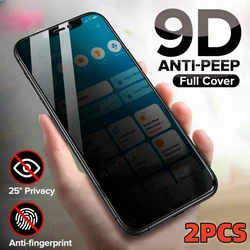 2PCS Private Tempered Glass For iphone 15 Pro Max Full Cover Screen Protector For 16 15 14 13 12 11 8  Anti-spy Protective Glass