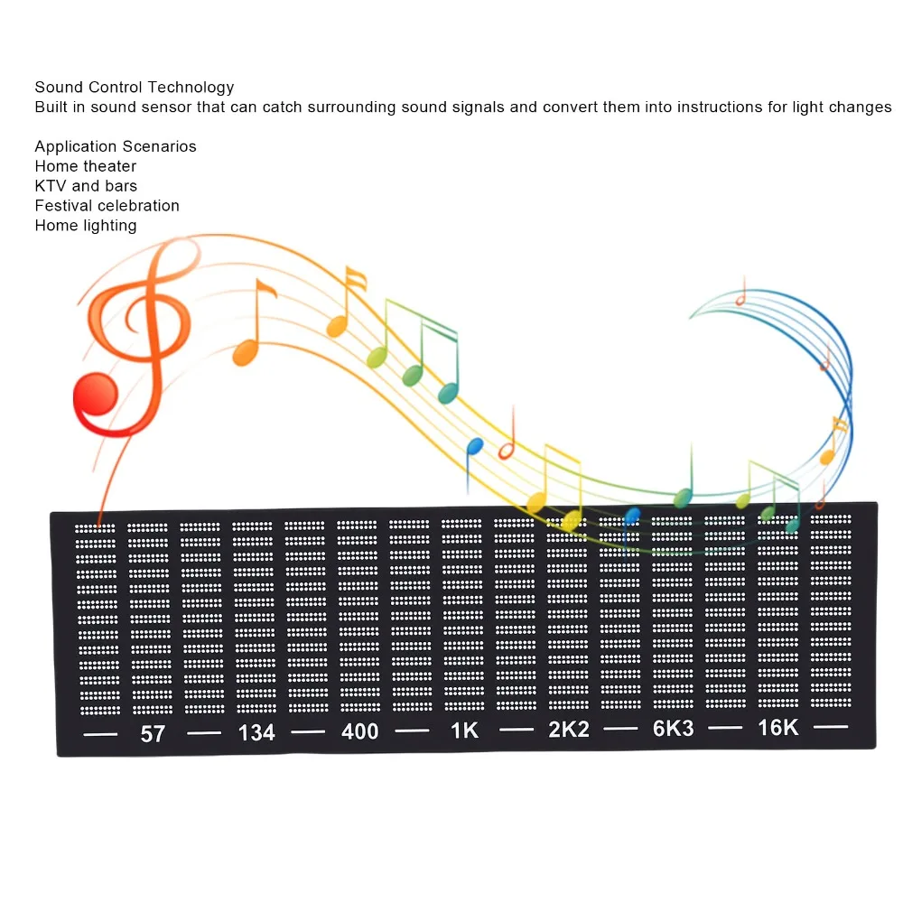 Sound Control LED Music Spectrum Display Sync Light With Music Sound Controlled Spectrum Analyzer LED Ambient Light