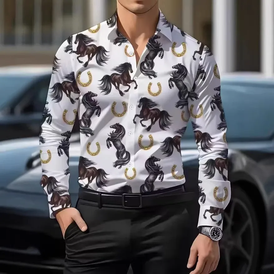 

Men's Long Sve Casual irt Faionable 3D Print Four-Way Stretch Comfortable Fit irt Sli Printed Design for Spring