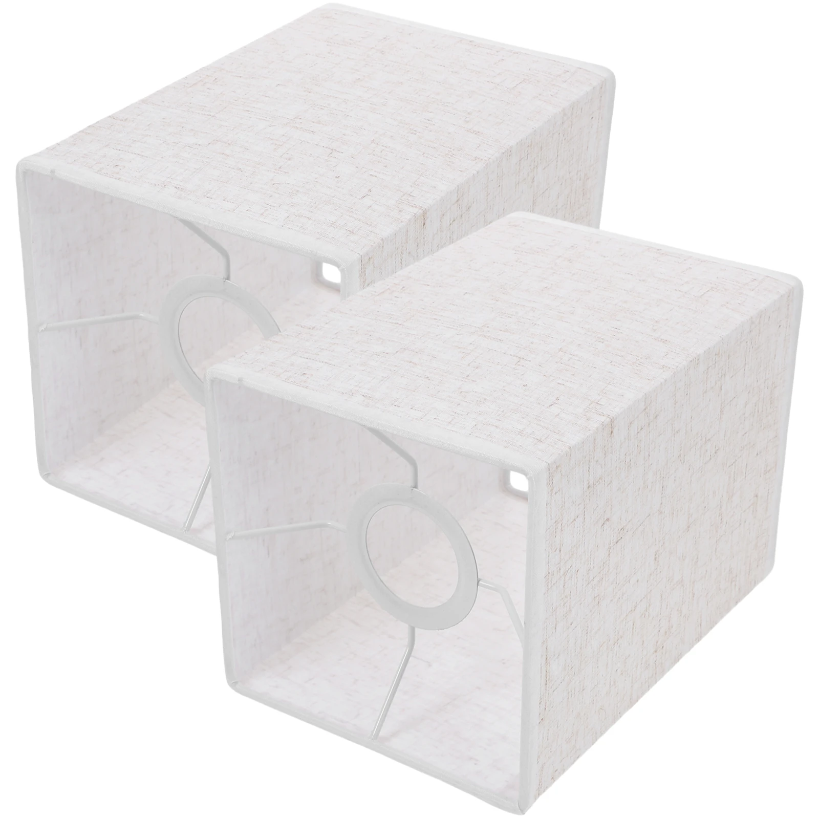 

2Pcs Linen Lamp Shade Square Simple Style Bedside Table Lamp Cover Soft Light Shade Home Lampshade Light Cover