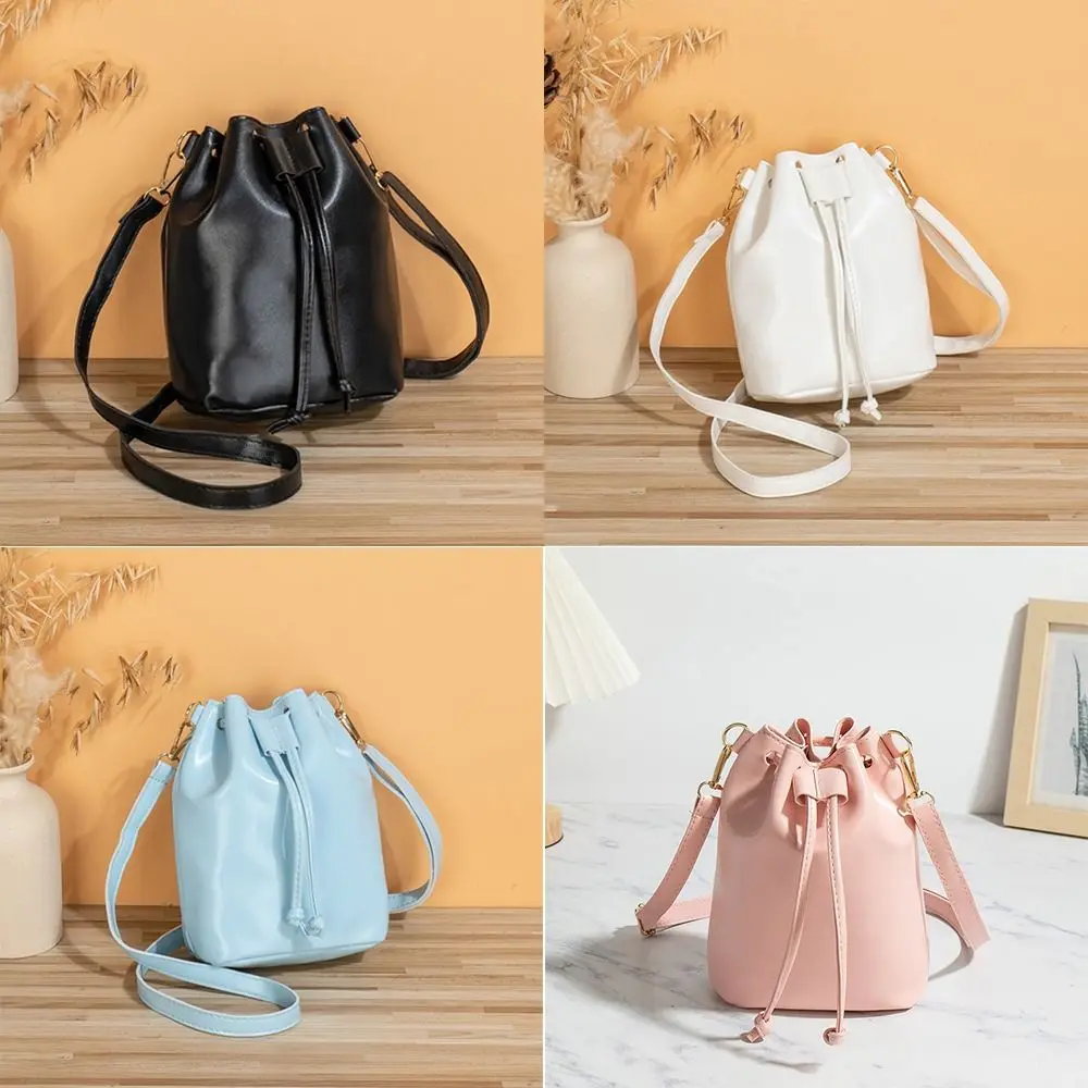 Fashionable PU Leather Crossbody Shoulder Bag Black White Blue Pink Soft Messenger Bag Handbags Women Girls