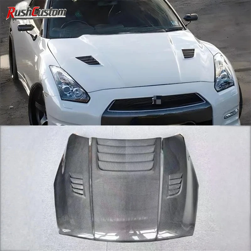 

For GTR R35 2008-2016 ReaI Dry Carbon Fiber Hood Engine Cover Hood Car Headliner Hood Cover Upgrade Auto Parts Kit