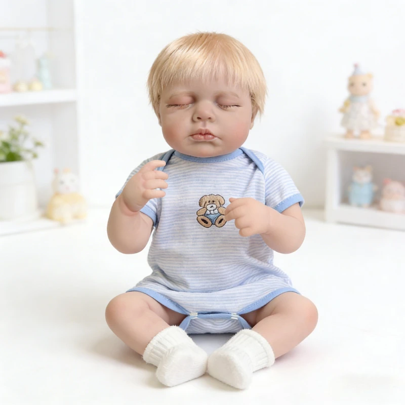 

48cm Sleeping Baby Loulou with Rooted Blonde Hair Toddler Pop Doll Cute and Realistic Real Baby