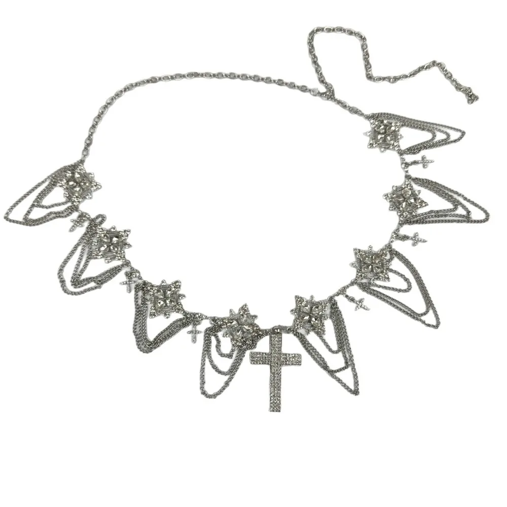 

‌ Готическая цепочка на талию с крестом - украшения для тела в стиле панк, регулируемый кожаный ремень, готический аксессуар Y2K для женщин