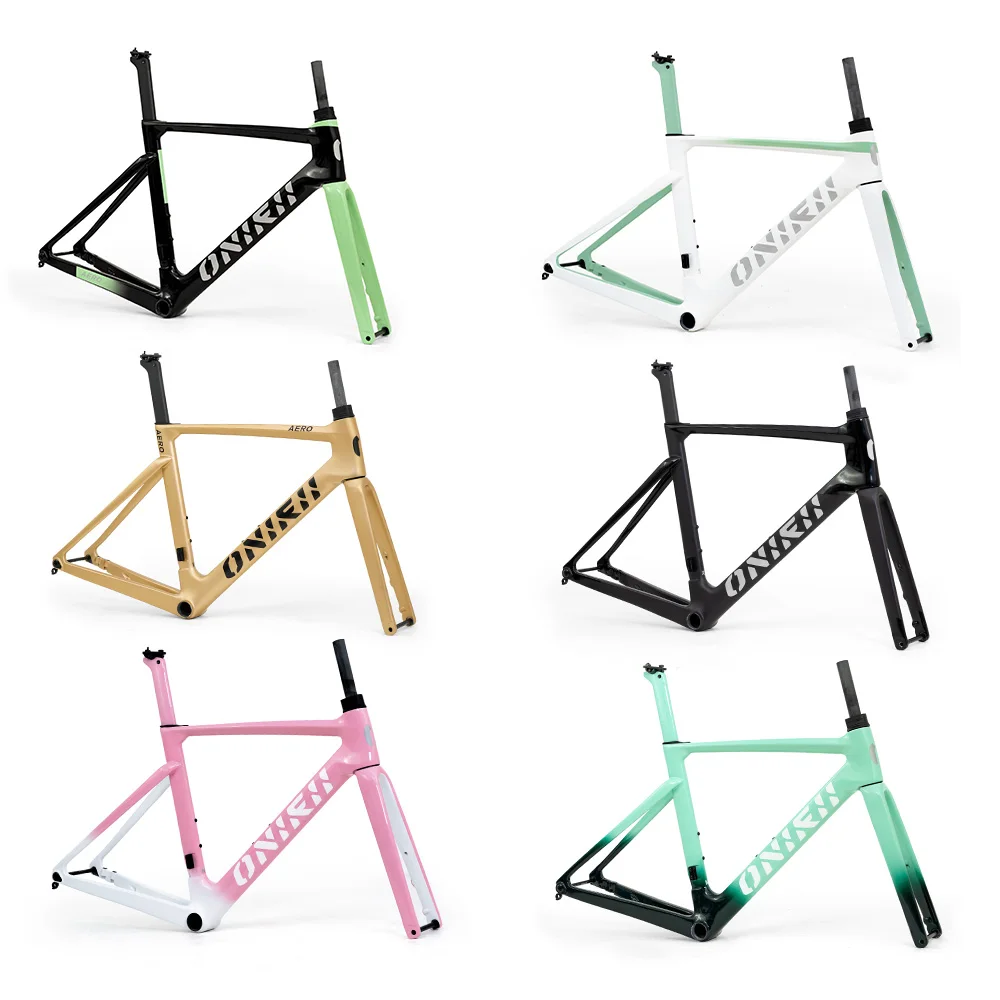 Road Bike Frame Carbon with Front Fork, Headset, Seat Post, Tail Hook,Thru Axle  Parts 12x100mm 12x142mm for Cycling Race ONIRII