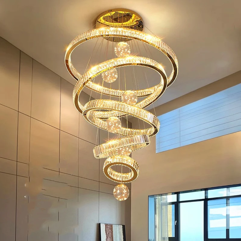 Modern home decoration crystal chandelier, stair Pendant lamp, living room Pendant lights, interior lighting