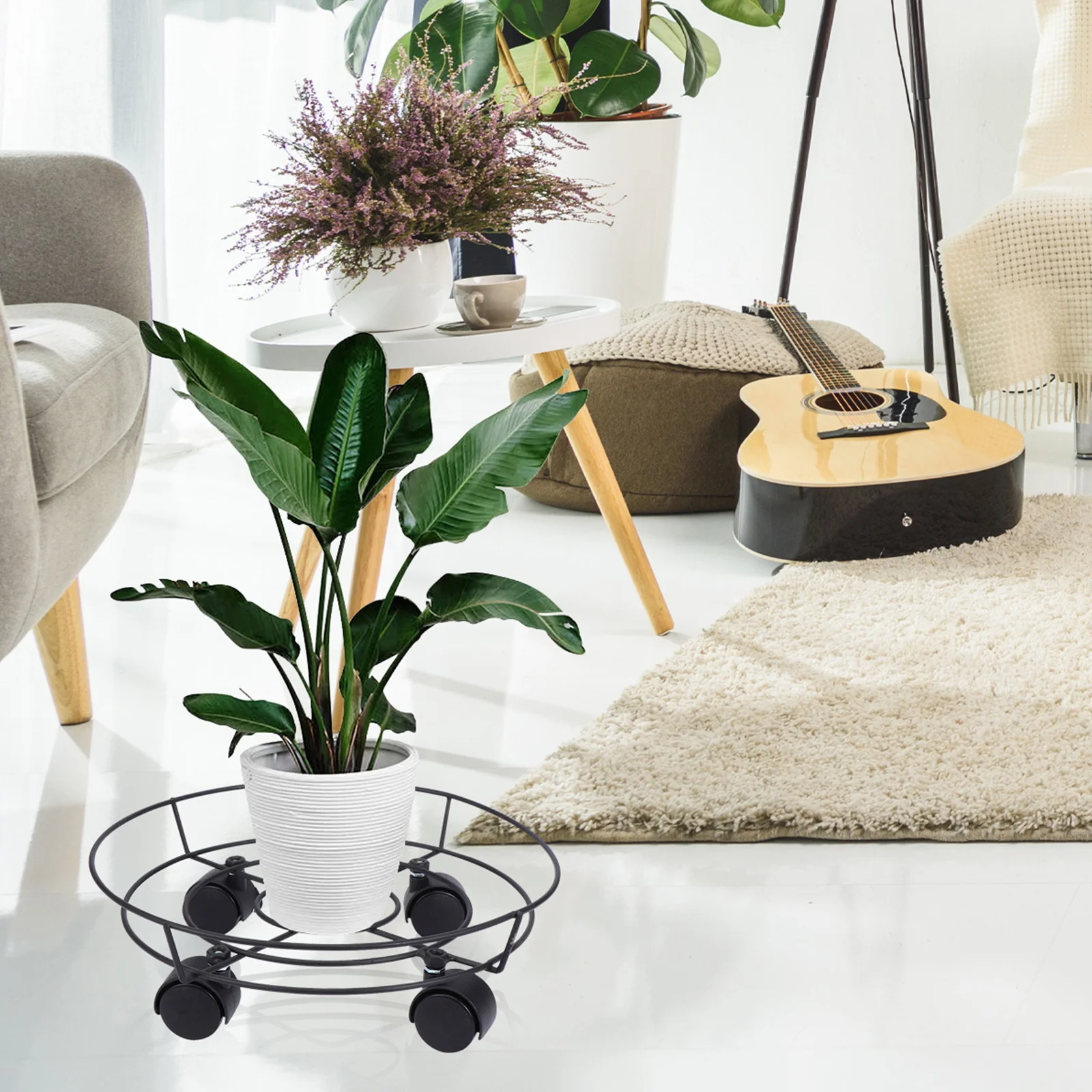 1 مجموعة 1 مجموعة انزلاق عجلة حامل النبات الثقيلة حامل أوعية الزهور للنباتات بوعاء كبيرة التنقل البستنة أداة الرف #6