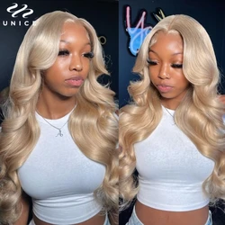 Unice Hair Pre Everything 13x4 Lace Front Wig Human Hair Ash Blonde Body Wave Lace Frontal Wig Pre Cut Pre Bleached Wear Go Wig