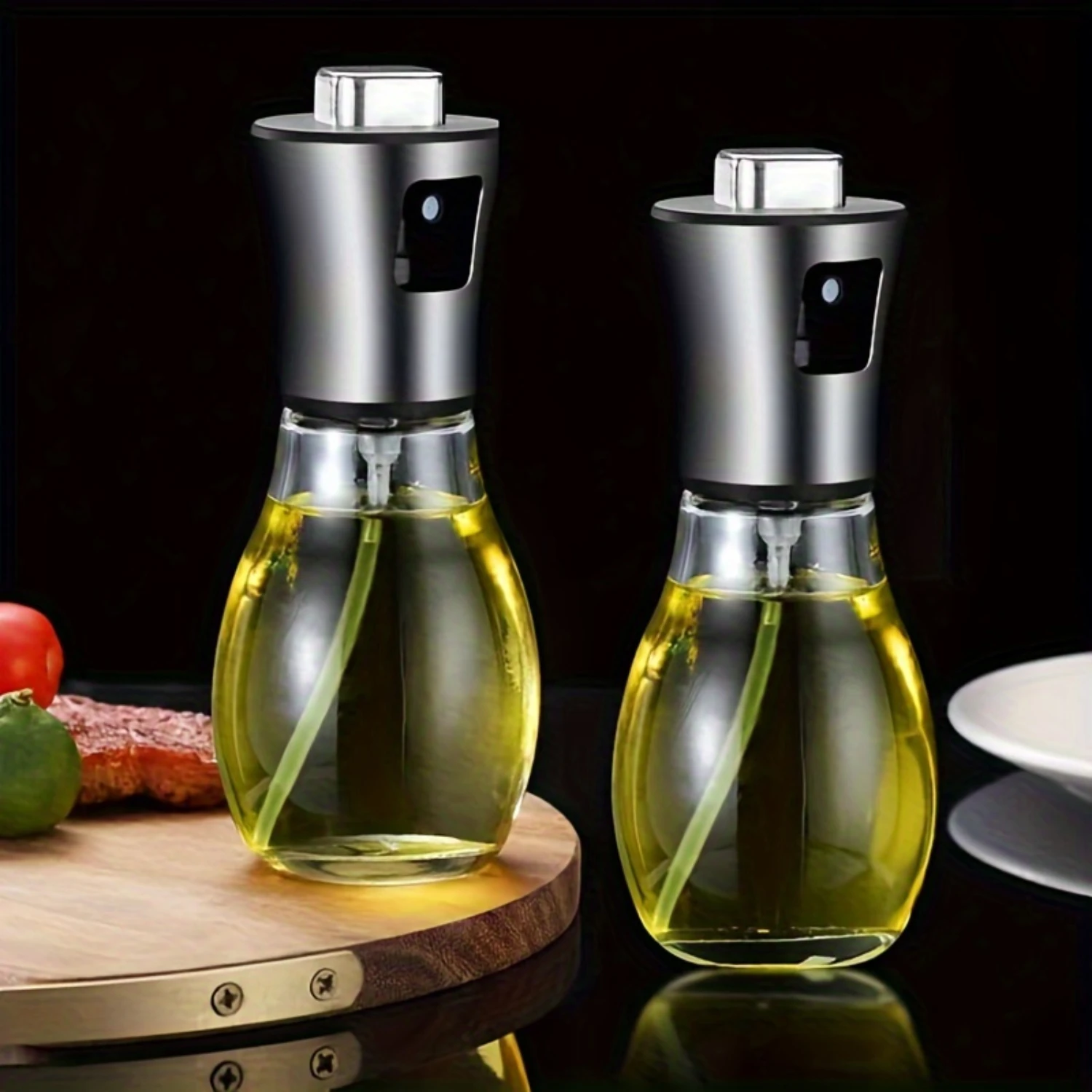 6.76oz Glass Oil Dispenser Set Of 2 - Leak-Proof Spray Bottles for Healthy Cooking, Salads & Beauty - Great for Gardening!