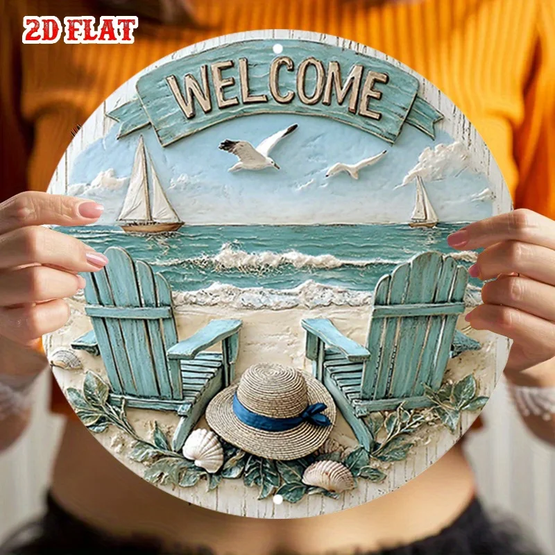 CIFBUY Coastal Sailboat Aluminum Wall Art Waterproof Durable Rustproof Metal Decor for Home Cafe Beach House Living Room