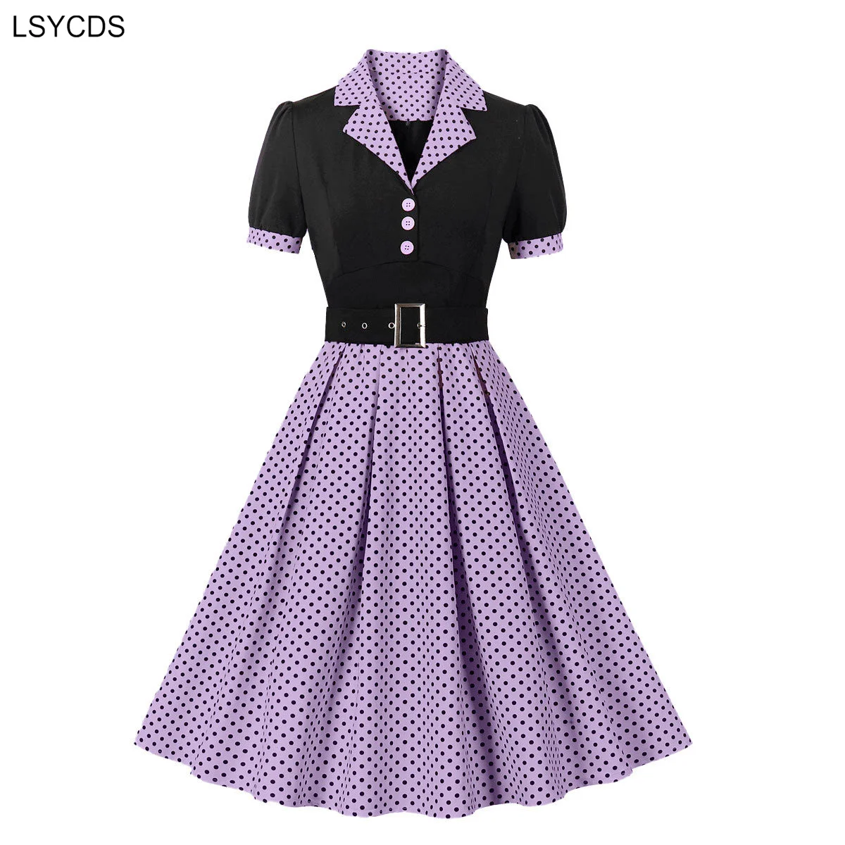 Lsycds cintura alta com cinto manga curta feminino verão vestido vintage ponto listrado opção impressão plissado elegante 50s pinup retro vestido