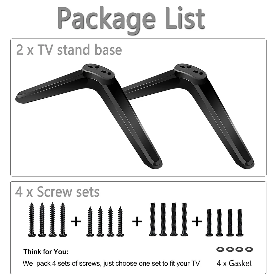 Imagem -01 - Universal tv Stand Base Substituição Tabela Pés Pedestal Mount Legs Fácil de Usar universal tv stand base substituicao tabela pes pedestal mount legs facil de usar 01