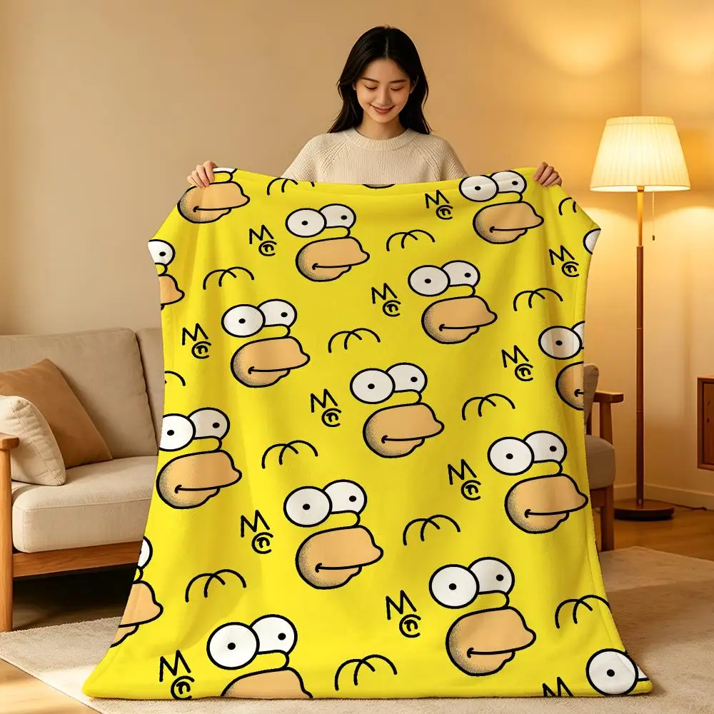 Cartoon T-The Simpsons Comedy Family Classic Retro Throw Soft Warm Flannel Blanket Lightweight for Sofa Bed Couch Travel Adults