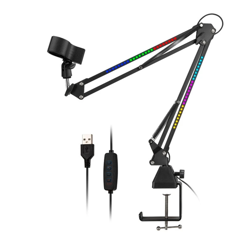 

Microphone Bracket RGB Microphone Arm Stand With RGB Light Rotatable Suspension Boom Scissor Stand-AU47