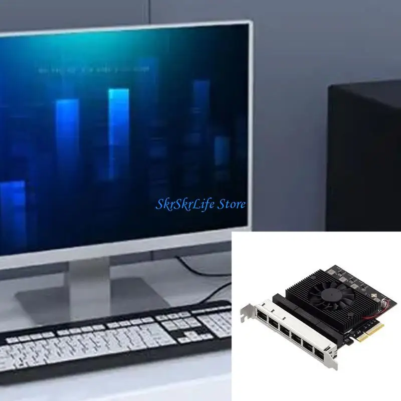 E65E PCIE 2.5 Tarjeta red Gigabit RTL8125B 6 Puerto RJ45 Desktop red LAN