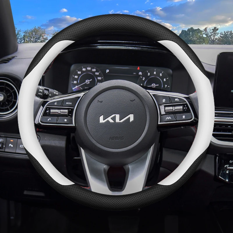 

Car Steering Wheel Cover for КИА Kia K5 Optima Cee'd Ceed Cerato Spectra Seltos Sonet Leather Rubber Protector Car Accessories